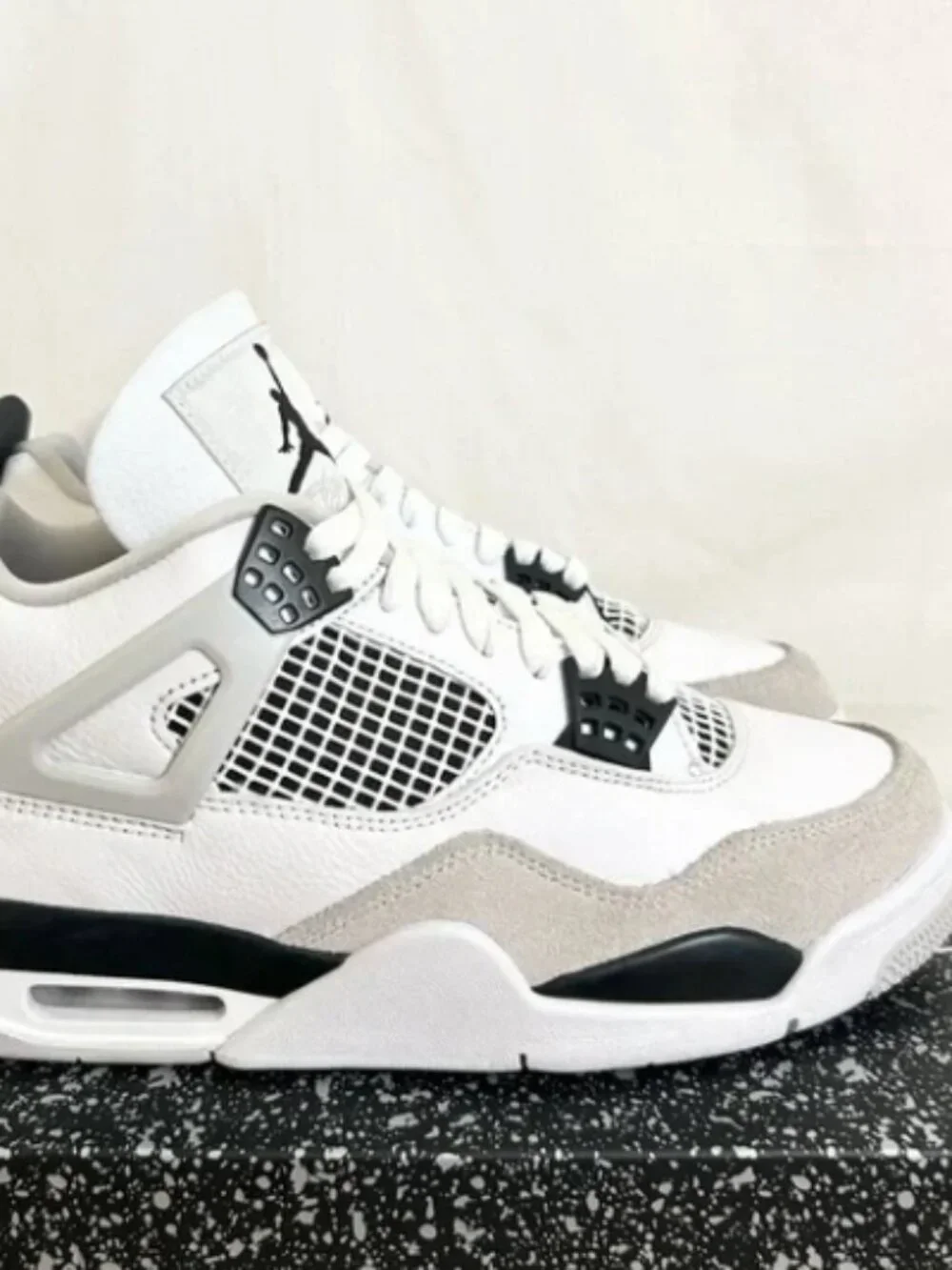 Air Jordan 4 Military Black Retro Mens White Sneakers